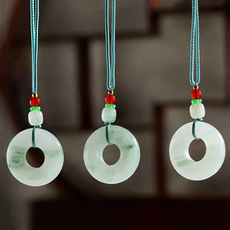 Stone of buddha Natural Jade Peace Buckle Prosperity Necklace Pendant