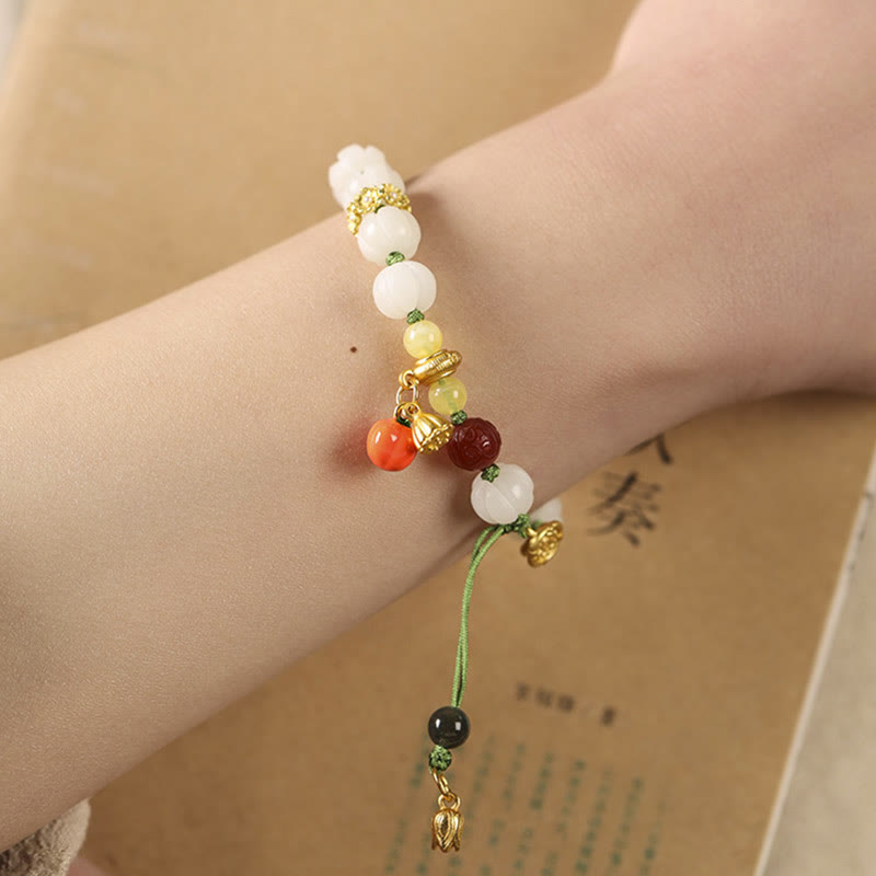 Stone of buddha Natural Bodhi Seed Lotus Pumpkin Bead Peace Harmony Bracelet