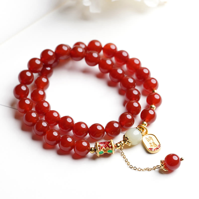 Stone of buddha Natural Red Agate Hetian Jade Fu Character Confidence Charm Bracelet
