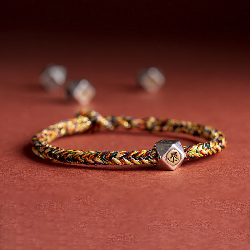Stone of buddha 925 Sterling Silver Handmade Chinese Zodiac Natal Buddha Luck Protection Braided String Bracelet