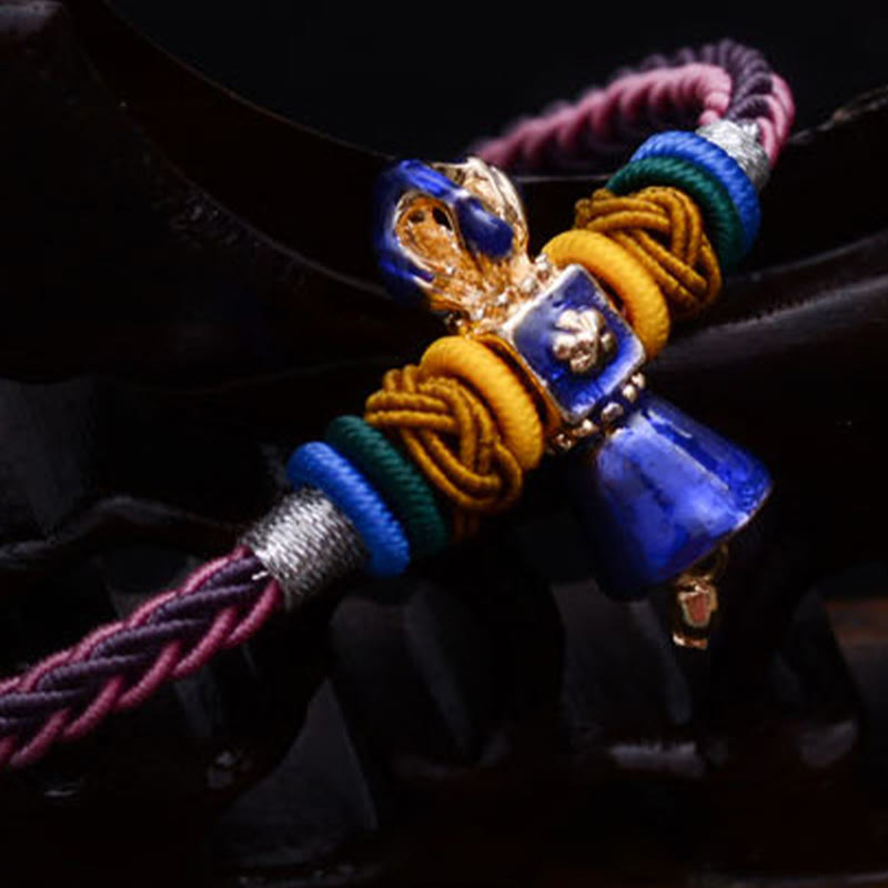 Stone of buddha Tibetan Handmade Dorje Vajra Strength Eight Threads String Bracelet