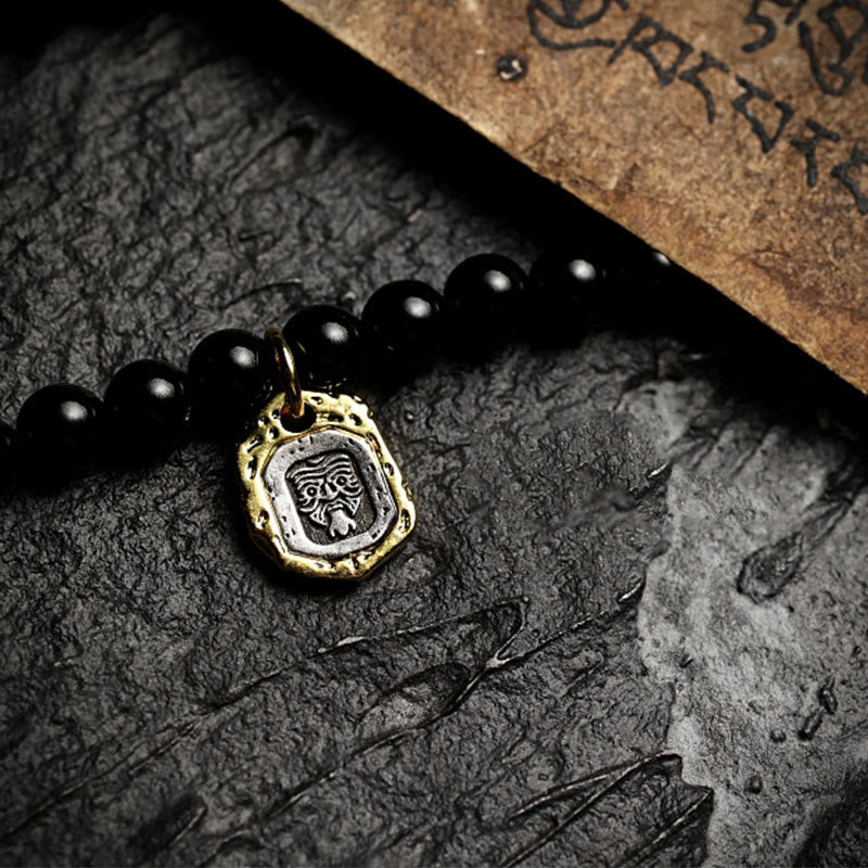 Stone of buddha Tibetan 108 Mala Beads Black Onyx Tiger Eye Beads Nine Palaces Bagua Protection Bracelet