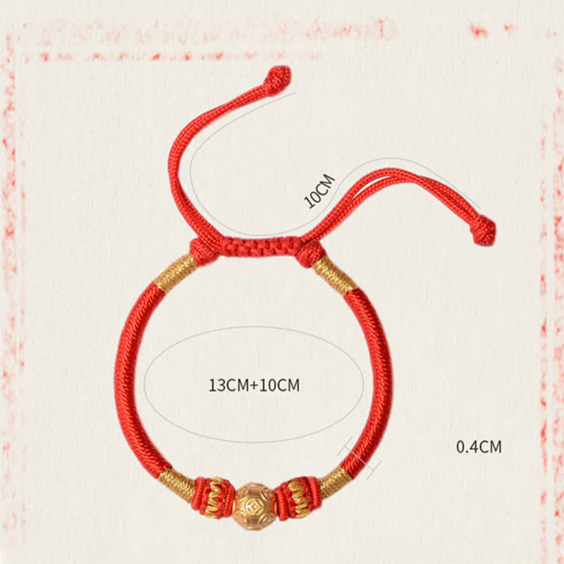 Stone of buddha 999 Sterling Silver Round Copper Coin Protection Luck Beaded String Bracelet