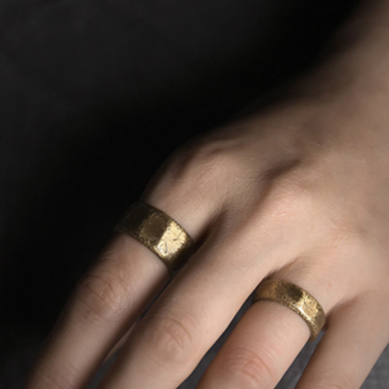 Stone of buddha Tibetan Simple Design Copper Brass Frosted Wealth Ring