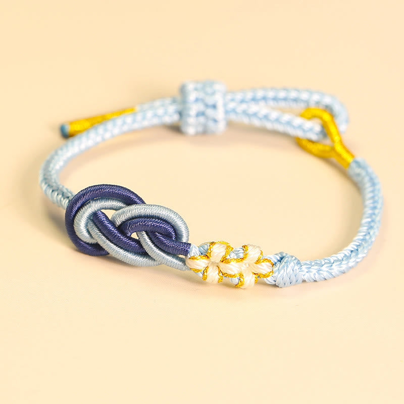 Stone of buddha Handcrafted Eight Thread Peace Knot Peach Blossom Knot Luck Connection Bracelet