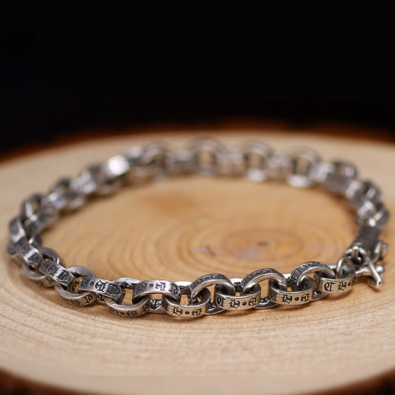 Stone of buddha 925 Sterling Silver Om Mani Padme Hum Carved Design Creativity Metal Bracelet