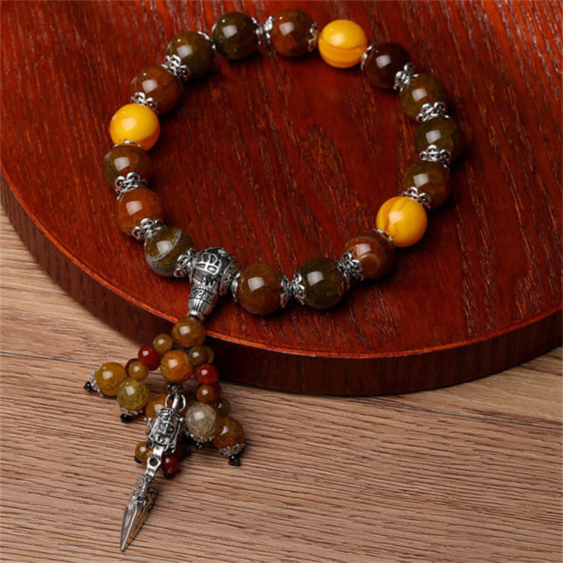 Stone of buddha Natural Tiger Eye Red Agate Dragon Vein Agate Stone Vajra Dorje Power Healing Bracelet Car Decoration