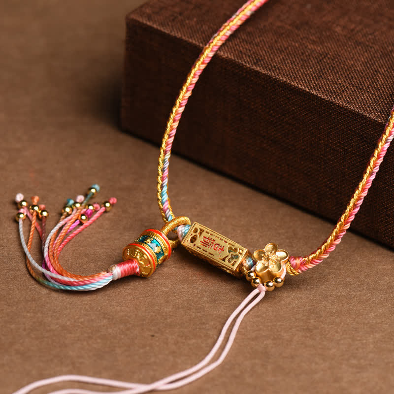 Stone of buddha Colorful String Copper Wealth Necklace Pendant