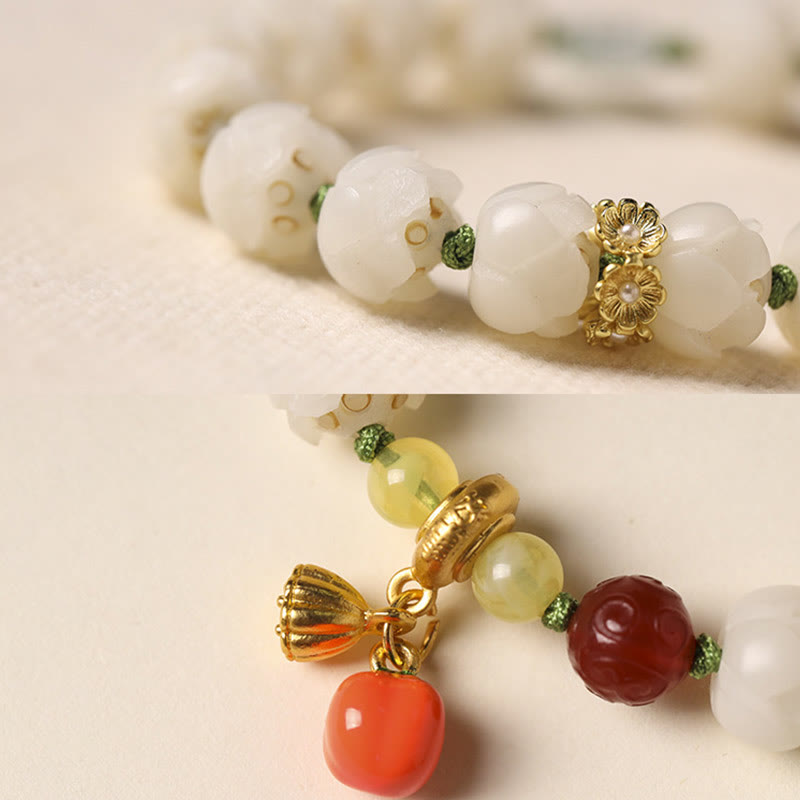 Stone of buddha Natural Bodhi Seed Lotus Pumpkin Bead Peace Harmony Bracelet