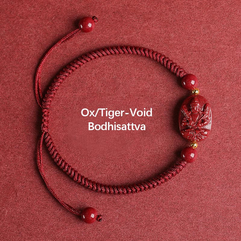 Stone of buddha Chinese Zodiac Natal Buddha Cinnabar Keep Away Evil Spirits Rope Bracelet