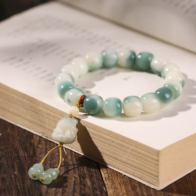 Stone of buddha Gradient Bodhi Seed Nine-Tailed Fox Cat Paw Claw Pine Cone Peace Bracelet