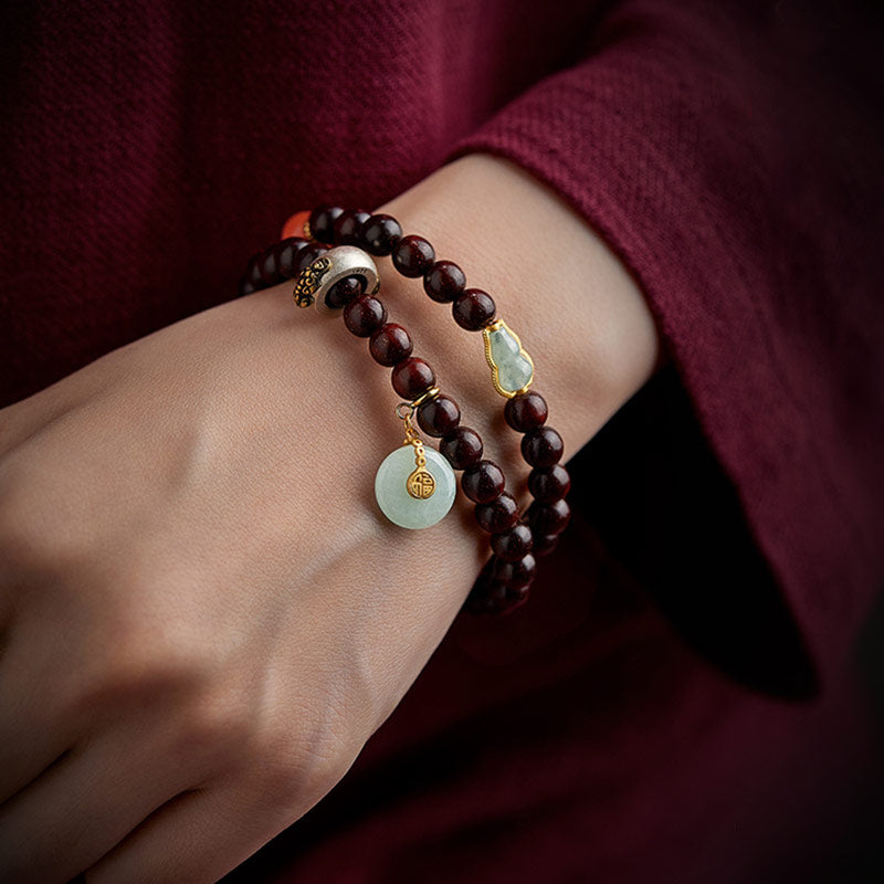 Stone of buddha Chinese Zodiac Natal Buddha Small Leaf Red Sandalwood Jade Red Agate PiXiu Sooth Bracelet