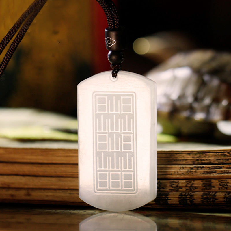 Stone of buddha White Jade PiXiu Yin Yang Luck Protection Necklace Pendant