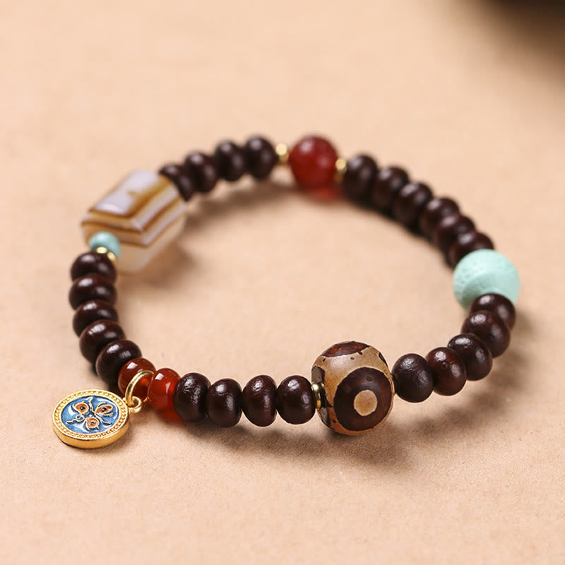 Stone of buddha Natural Tibet Purple Bodhi Seed Dzi Bead God of Wealth Wisdom Bracelet