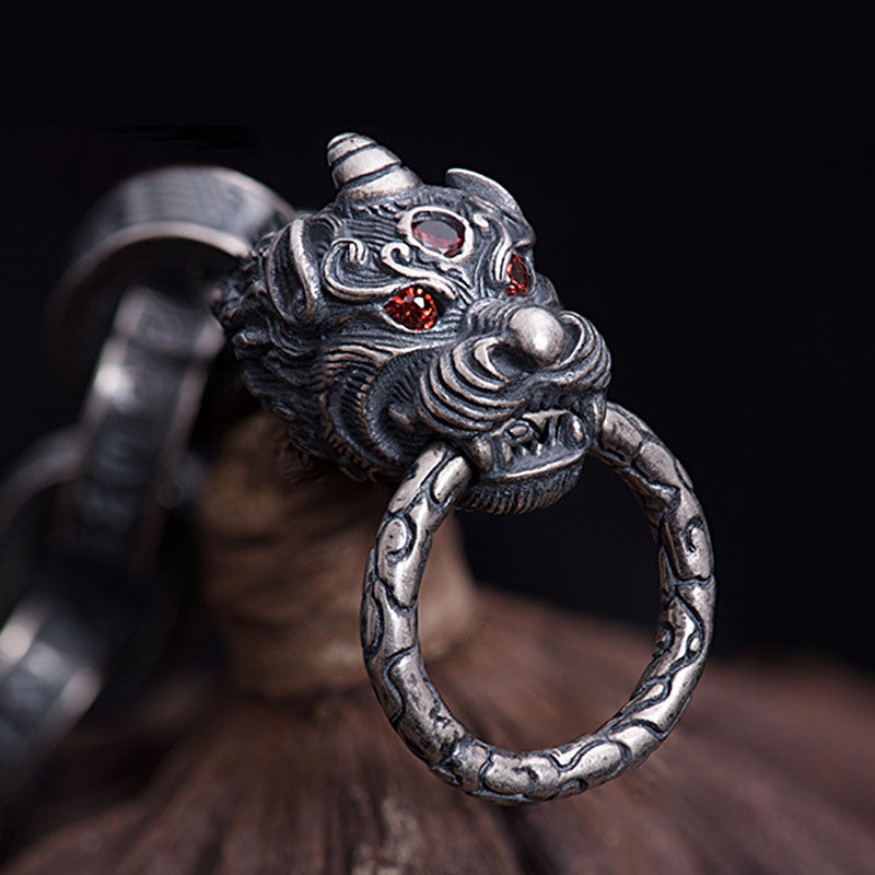 Stone of buddha 925 Sterling Silver Dragon Kirin Om Mani Padme Hum Success Strength Bracelet Bangle