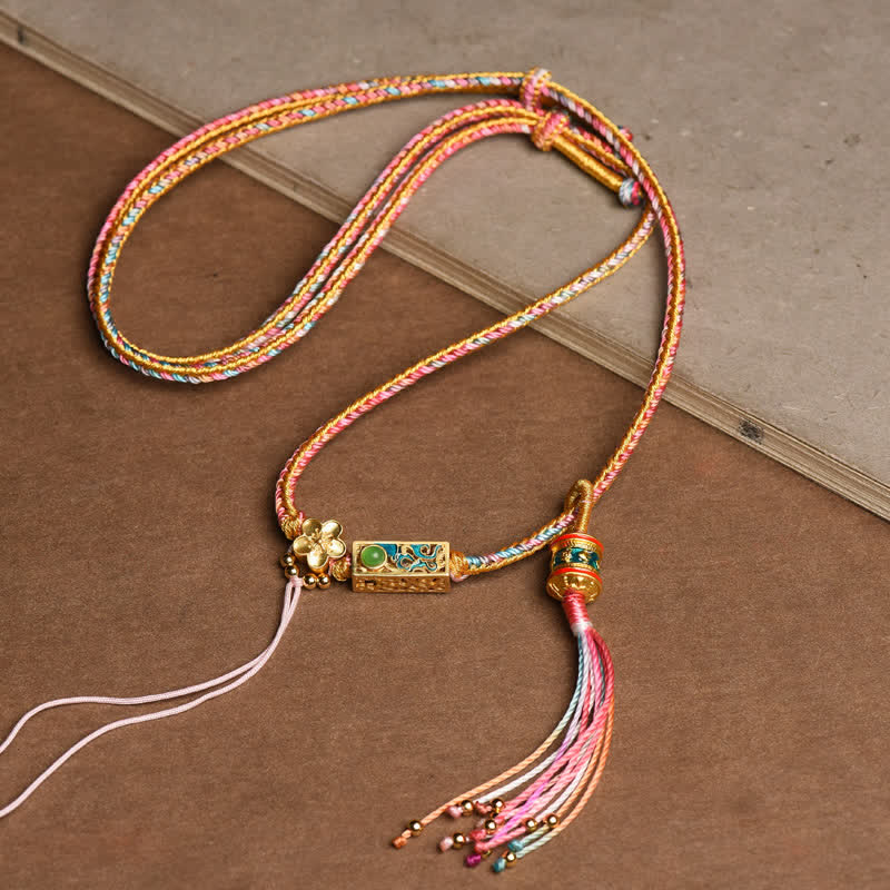 Stone of buddha Colorful String Copper Wealth Necklace Pendant