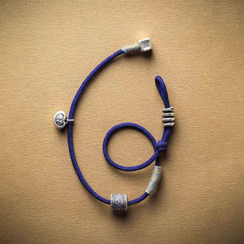 Stone of buddha Handmade Tibetan Om Mani Padme Hum Carved Auspicious Amulet Double Wrap Rope Bracelet
