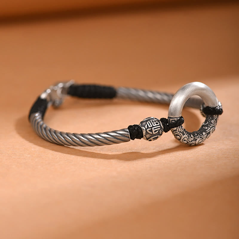 Stone of buddha 999 Sterling Silver Fu Character Peace Buckle Copper Coin Auspicious Clouds Fortune Bracelet
