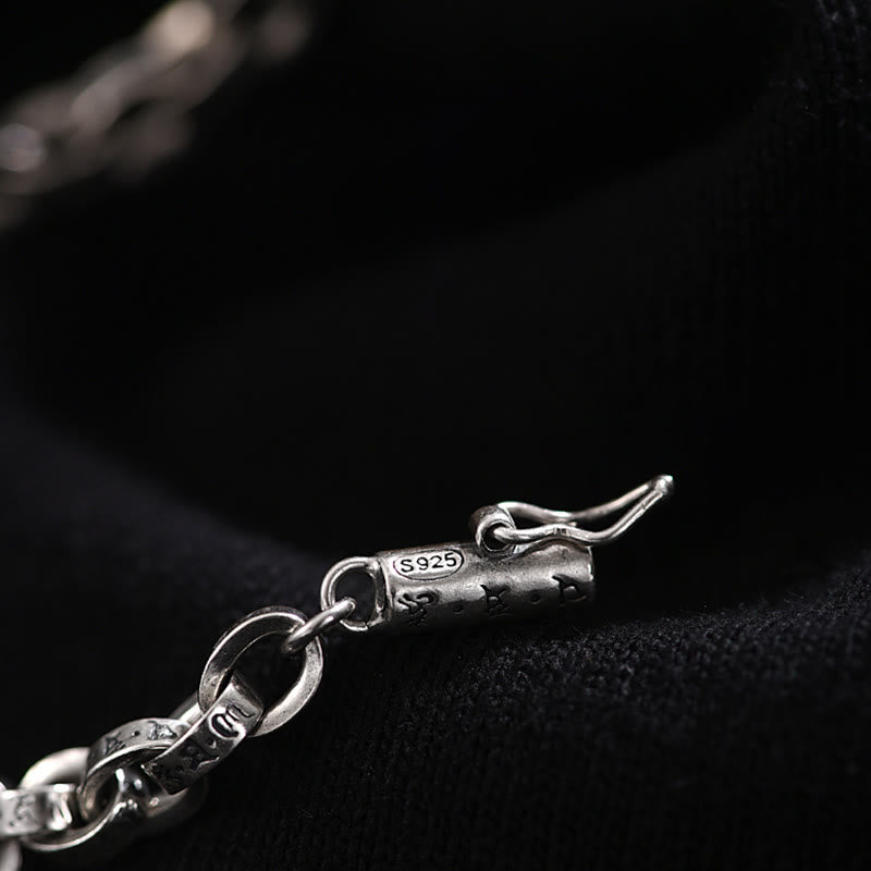 Stone of buddha 925 Sterling Silver Om Mani Padme Hum Carved Design Creativity Metal Bracelet