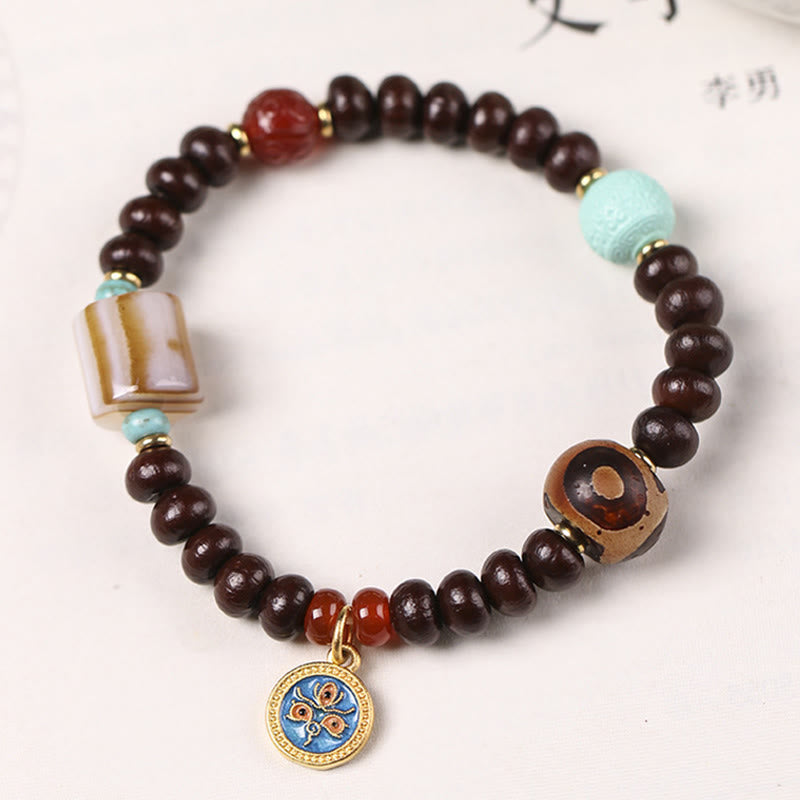 Stone of buddha Natural Tibet Purple Bodhi Seed Dzi Bead God of Wealth Wisdom Bracelet
