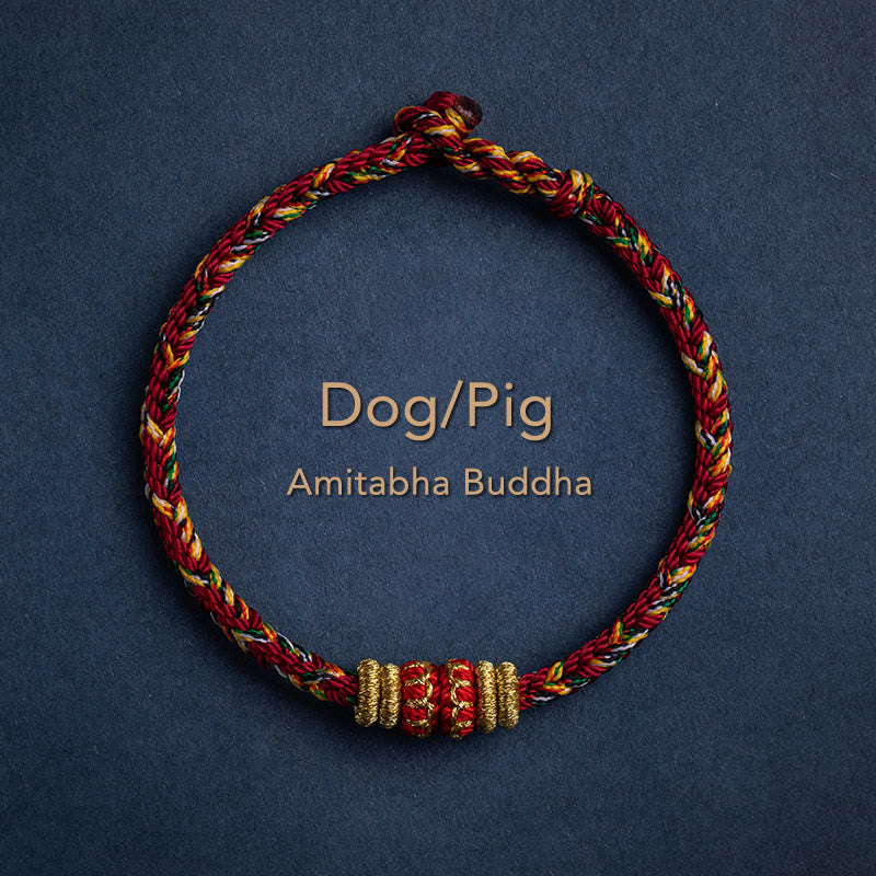 Stone of buddha Tibet Handmade Chinese Zodiac Natal Buddha Luck Strength Braided String Bracelet
