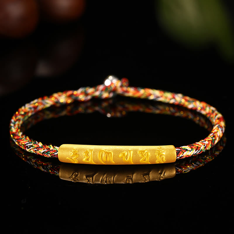 Stone of buddha Tibetan 999 Gold Om Mani Padme Hum Handcrafted Eight Thread Peace Knot Luck Braided Couple Bracelet