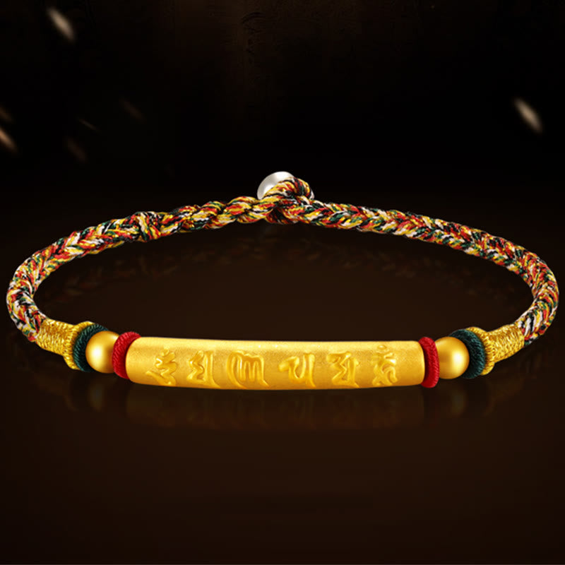 Stone of buddha Tibetan 999 Gold Om Mani Padme Hum Handcrafted Eight Thread Peace Knot Luck Braided Couple Bracelet