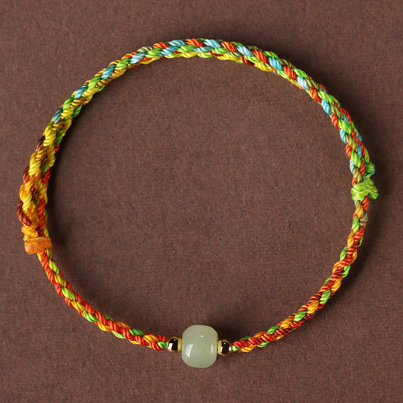 Stone of buddha Colorful Rope Luck Jade Bead Abundance Bracelet