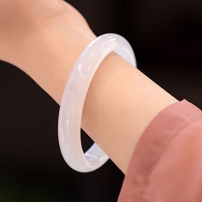Stone of buddha Natural Chalcedony Harmony Positive Bracelet Bangle