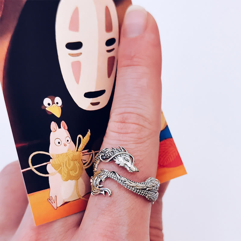 Stone of buddha Vintage Dragon Pattern Protection Ring