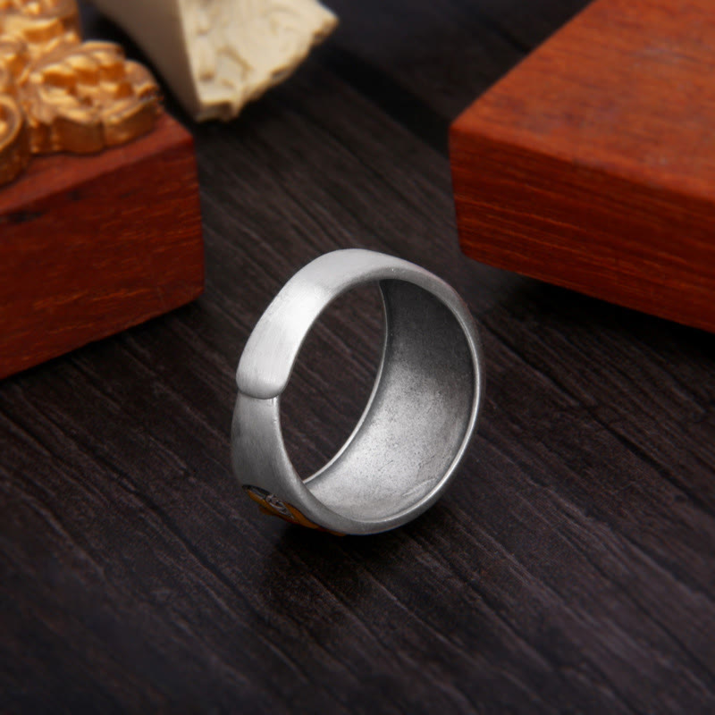Stone of buddha 999 Sterling Silver Nine Tailed Fox Success Protection Ring