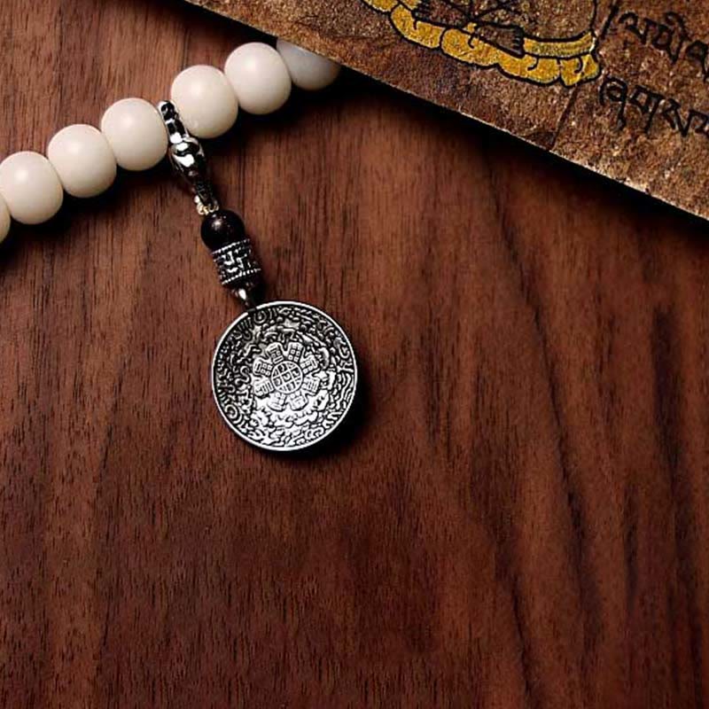Stone of buddha Tibet 108 Mala Beads Bodhi Seed Bagua Vajra Dzi Bead Gray Agate Wealth Bracelet