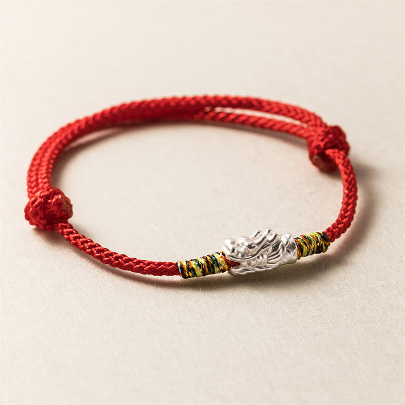 Stone of buddha 925 Sterling Silver Year of the Dragon Luck Strength Red Rope Bracelet