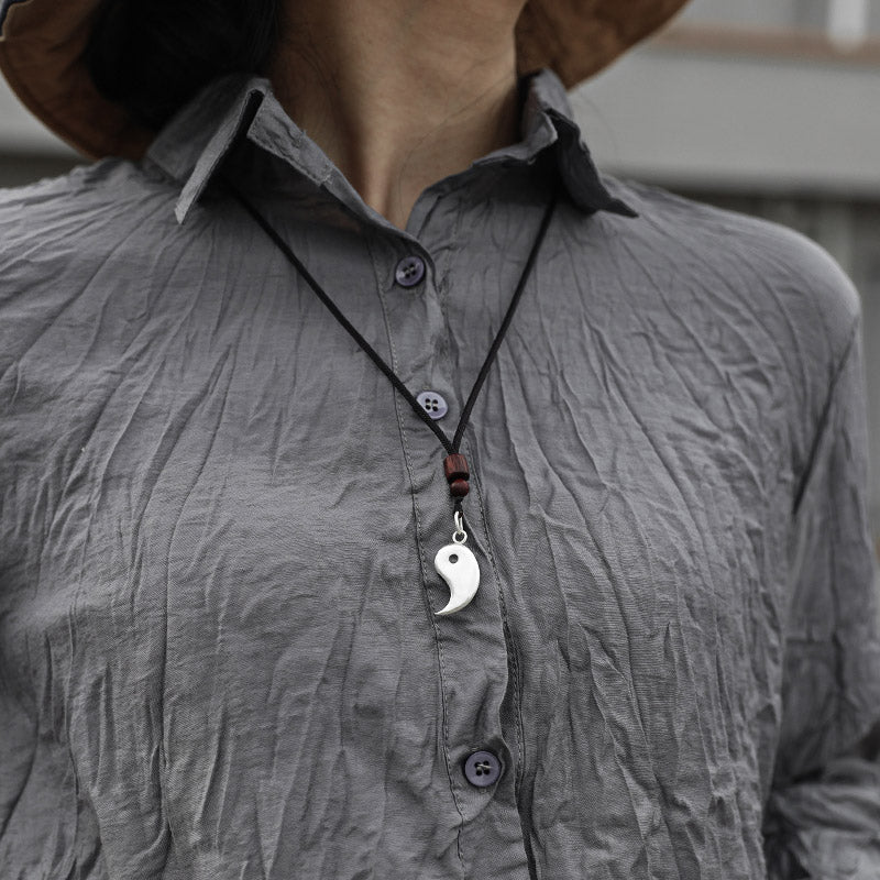 Stone of buddha 990 Sterling Silver Yin Yang Balance Harmony Necklace Pendant
