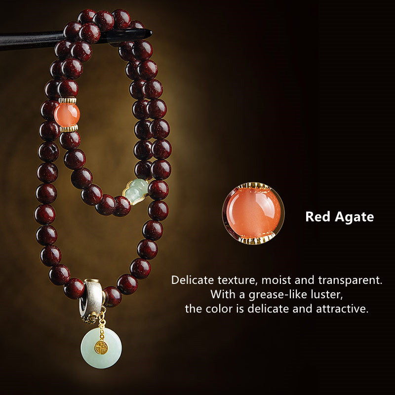 Stone of buddha Chinese Zodiac Natal Buddha Small Leaf Red Sandalwood Jade Red Agate PiXiu Sooth Bracelet