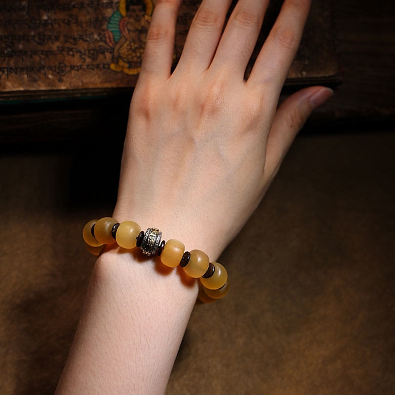Stone of buddha Handmade Tibetan Sheep Horn Om Mani Padme Hum Auspiciousness Bracelet