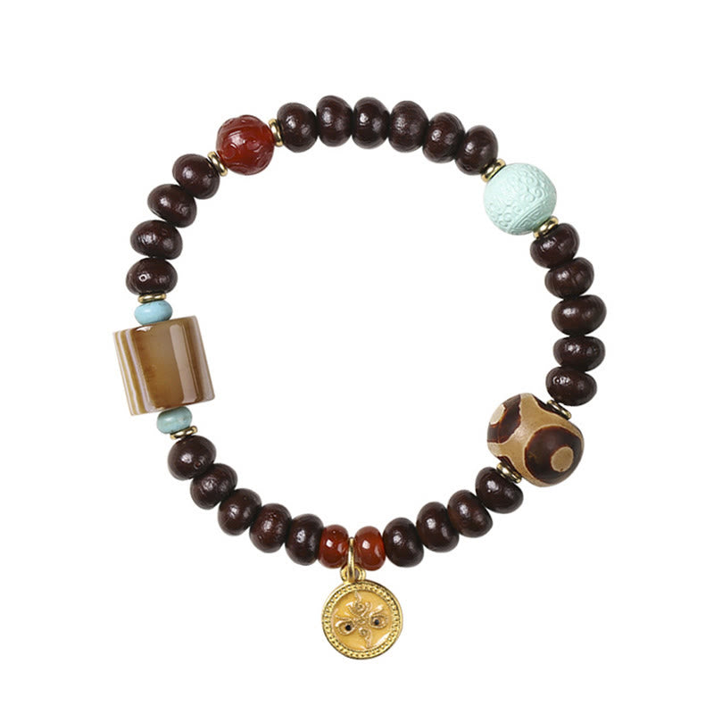 Stone of buddha Natural Tibet Purple Bodhi Seed Dzi Bead God of Wealth Wisdom Bracelet