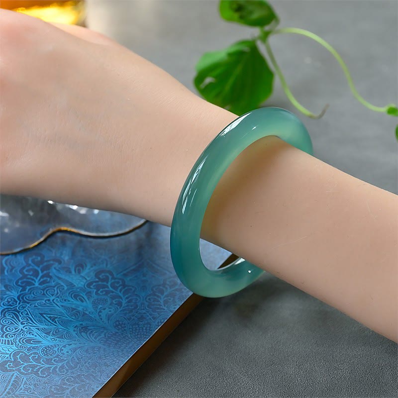 Stone of buddha Natural Green Chalcedony Strength Bangle Bracelet
