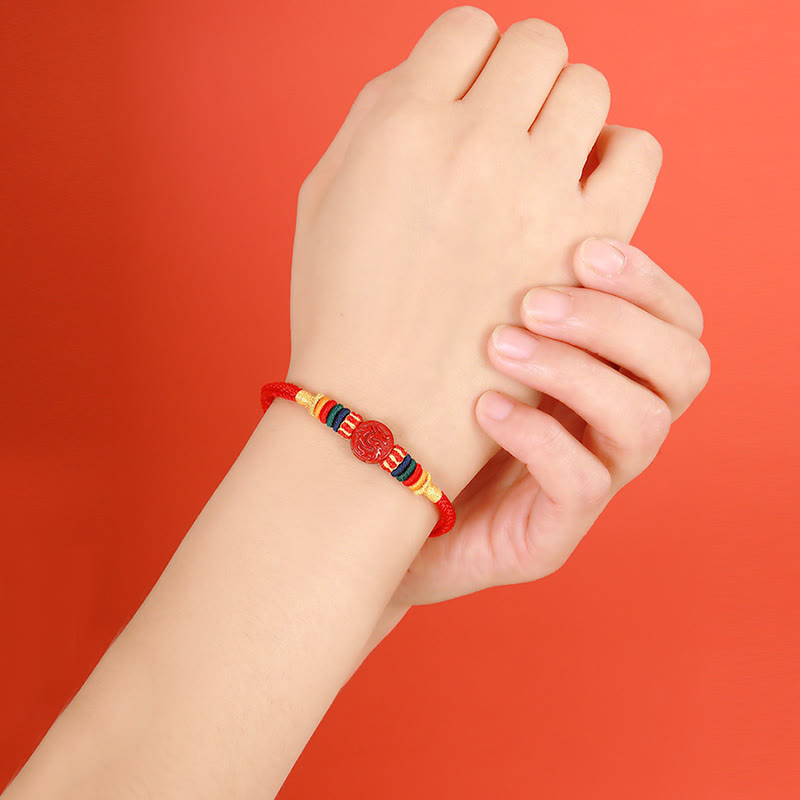 Stone of buddha Year of the Dragon 925 Sterling Silver Chinese Zodiac Cinnabar Auspicious Matches Blessing Bracelet