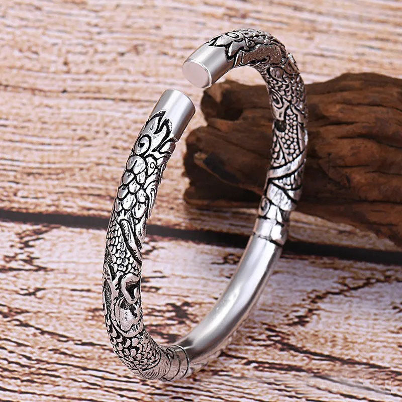 Stone of buddha Dragon Auspicious Clouds Luck Protection Bracelet Adjustable Bangle