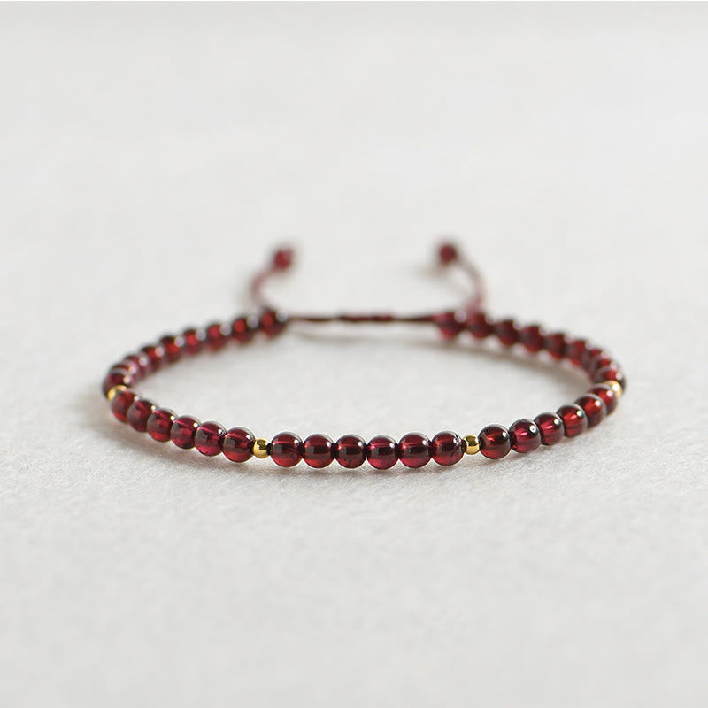 Stone of buddha Natural Garnet Golden Beads Stability Bracelet