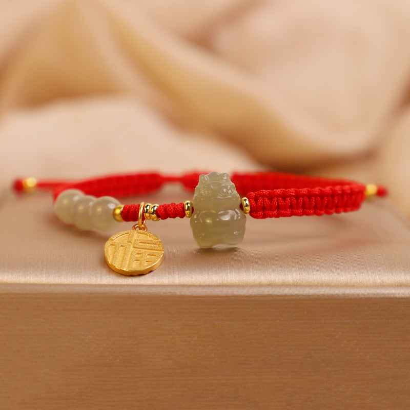 a??a??a??A Flash Sale- Stone of buddha Year of the Dragon 925 Sterling Silver Hetian Jade Fu Character Luck Bracelet