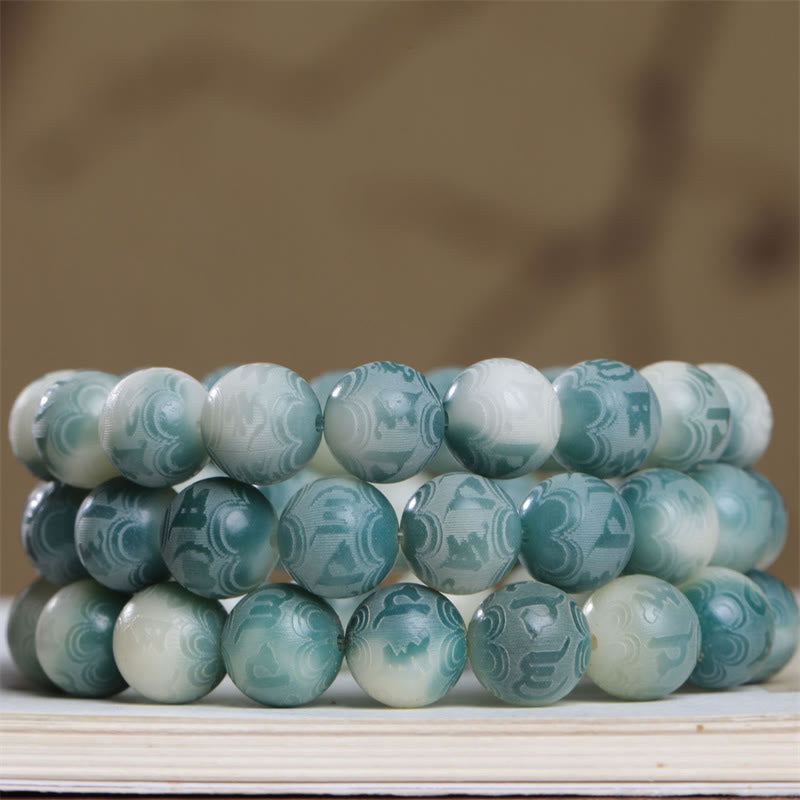 Stone of buddha Bodhi Seed Om Mani Padme Hum Engraved Keep Away Evil Spirits Bracelet