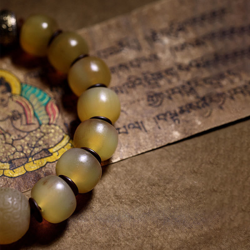 Stone of buddha Handmade Tibetan Sheep Horn Om Mani Padme Hum Auspiciousness Bracelet