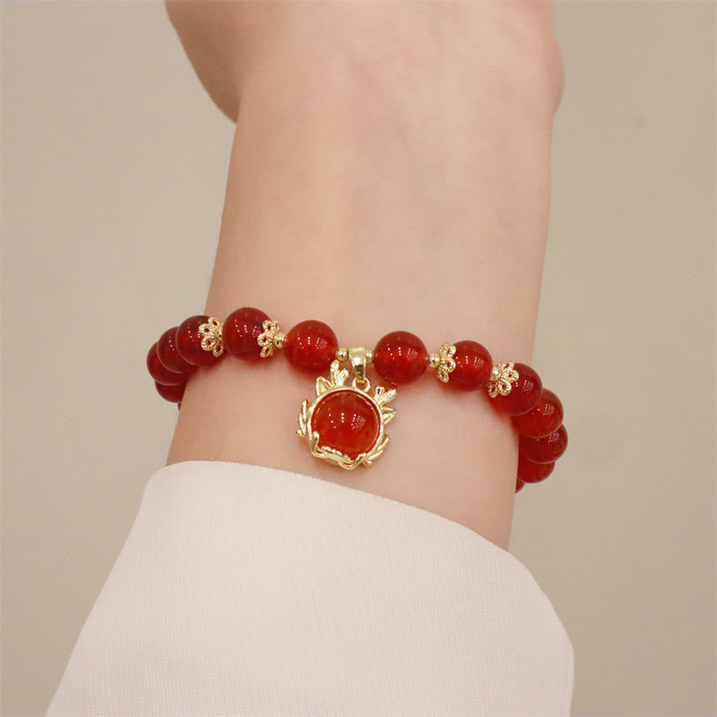 Stone of buddha Year of the Dragon Red Agate Jade Peace Buckle Fu Character Success Bracelet