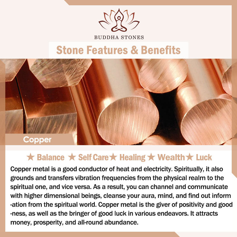 Stone of buddha Vintage Rustic Design Copper Wealth Adjustable Cuff Bracelet