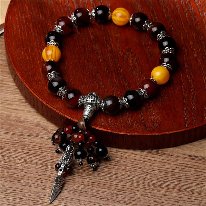 Stone of buddha Natural Tiger Eye Red Agate Dragon Vein Agate Stone Vajra Dorje Power Healing Bracelet Car Decoration