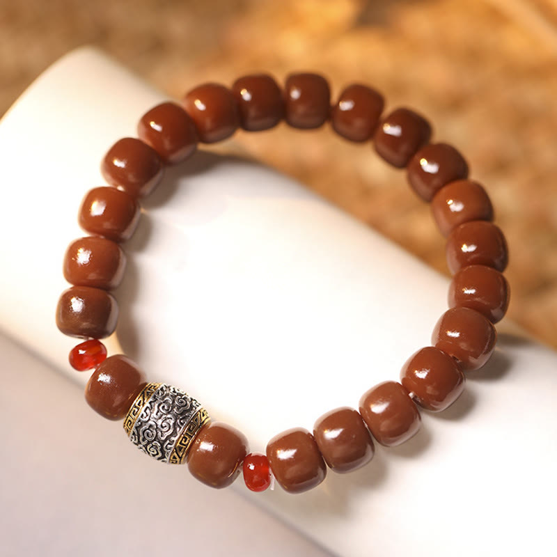Stone of buddha Bodhi Seed Auspicious Cloud Fu Character Bead Peace Bracelet
