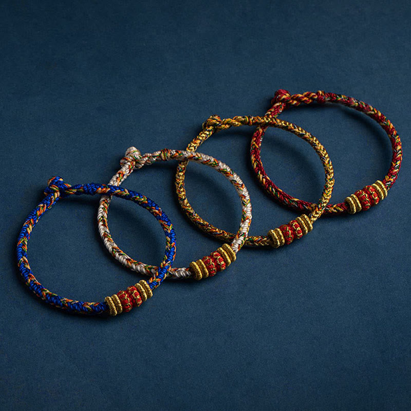 Stone of buddha Tibet Handmade Chinese Zodiac Natal Buddha Luck Strength Braided String Bracelet