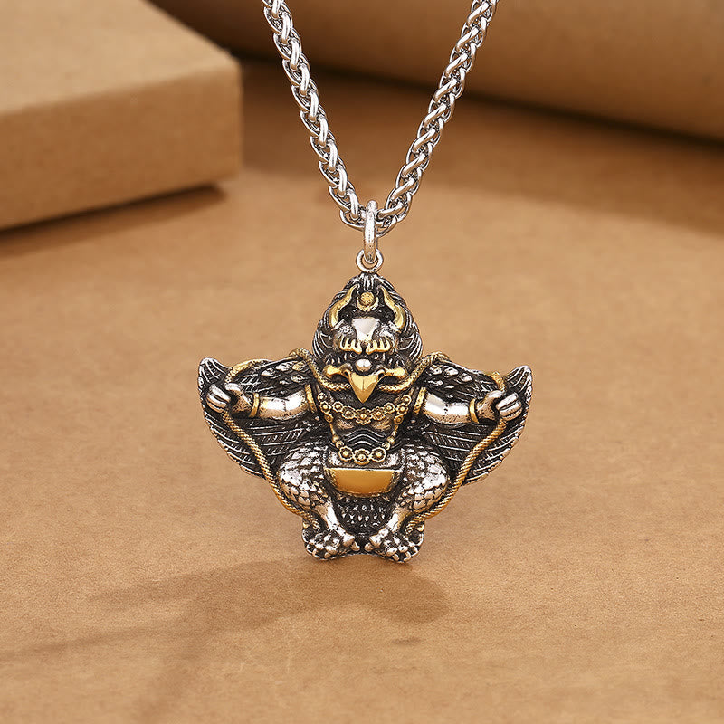 Stone of buddha Tibet Garuda Bird Copper Protection Necklace Pendant
